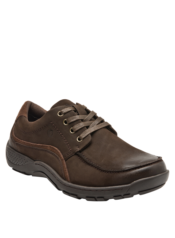 Zapato casual marrón oscuro de cuero con diseño smart casual para hombre.
