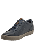 calzado casual azul oscuro de cuero para hombre, ideal para moda urbana minimalista
