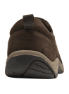 Mocasín de cuero marrón oscuro para hombre, estilo casual chic con costuras visibles y perforación superior.