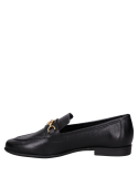 Zapato casual femenino en cuero negro, perfil atemporal con taco plano de 2 cm y forro suave de PU.