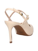 Stiletto minimalista de cuero beige, capellada con forro en PU.