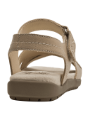 Sandalia plana de cuero beige, punta abierta, taco 2.5 cm, diseño minimalista para mujer.