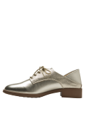 Zapato de cuero dorado para mujer, estilo oxford, con forro de microfibra suave.