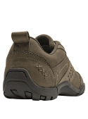 zapatilla casual de cuero taupe para mujer con punta redonda y silueta limpia