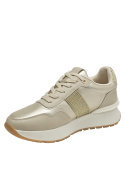 zapatilla de cuero beige para mujer, ideal para look urbano y versátil