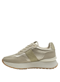 taco bloque de 3.5 cm en zapatilla deportiva de cuero beige para mujer