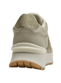 detalle del forro de microfibra en zapatilla casual beige de cuero para mujer