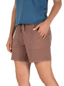 Short mujer color café, diseño casual, material Tencel y spandex, ideal para días cálidos.