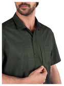 Camisa verde para hombre, estilo outdoor, tejido elástico y confortable, perfecta para el día a día.