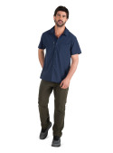 Camisa casual azul para hombre, diseño clásico, tejido ligero, perfecta para ocasiones semi-formales.