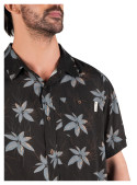Camisa negra de hombre estilo cubano, fresca y suave, perfecta para el día o la noche.
