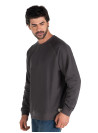 Polerón casual gris, manga larga, tejido mixto, versátil en capas para distintas temperaturas.