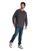Polerón gris casual para hombre de algodón y poliéster, diseño clásico y manga larga.