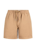 Short beige para hombre con bolsillos laterales oblicuos y traseros, confeccionado en algodón con spandex.