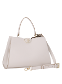 Cartera blanca de cuero clásico, diseño minimalista y acabado liso, ideal para mujer.