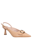 Elegante stiletto beige de cuero con forro sintético, perfecto para un look casual-elegante.
