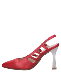 Stiletto rojo de cuero para mujer, acabado pulido y líneas limpias.