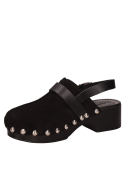 Zapato negro de cuero para mujer con taco bloque de 6 cm y punta redonda, estilo casual.