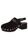 Zapato negro de cuero para mujer con taco bloque de 6 cm y punta redonda, estilo casual.