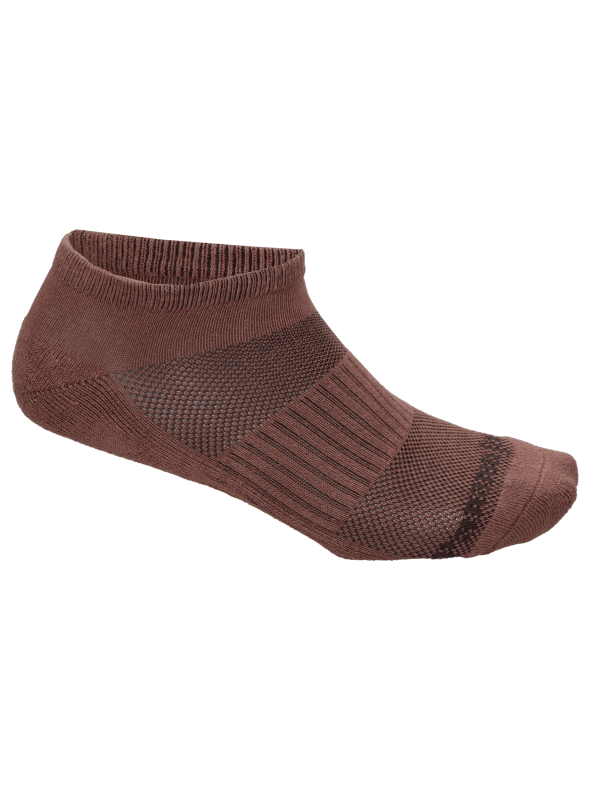 Calcetines unisex café de textura lisa y acabado suave.
