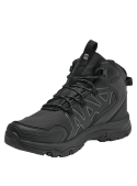 Botín outdoor negro para hombre, estilo moderno, ideal para trekking urbano y senderismo.