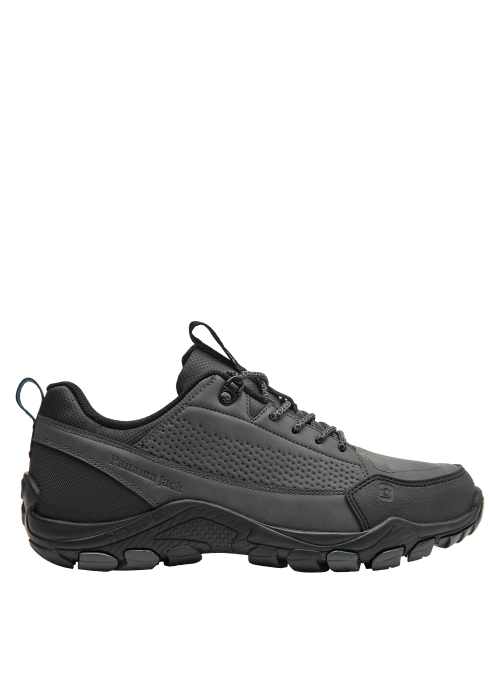 Zapato de senderismo gris para hombre, estilo aventurero, fabricado con material sintético.