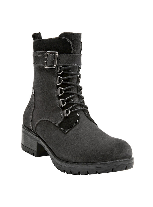 Botín negro de mujer con detalles bien acabados, refleja la autenticidad y estilo de Panama Jack.