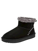 Botín negro de mujer, estilo casual, diseño simple y funcional en material sintético.