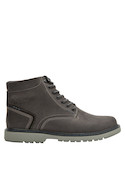 Botín masculino gris, confeccionado en cuero de alta calidad, ideal para actividades al aire libre.