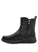 botines de cuero negro mujer con tacón cuña de 6 cm