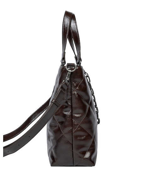 Tote bag morado con tres bolsillos, uno con cierre, para mayor organización.