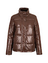 Parka puffer marrón chocolate con acolchado generoso, perfecta para el frío.