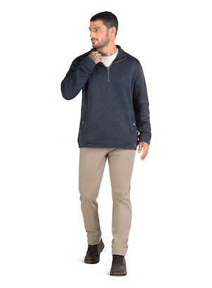 Pantalón azul casual para hombre, confeccionado en 100% poliéster, ideal para actividades al aire libre.