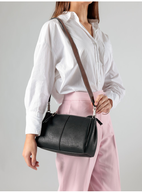 Estilo casual del bolso negro de Pollini, accesorio versátil para mujeres activas en su día a día.