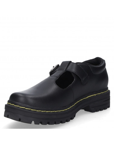 Calzado colegial negro para mujer, diseño cómodo y moderno, ideal para largas caminatas y paseos urbanos.