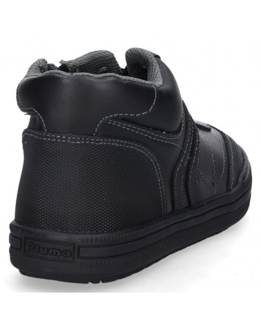 Botín infantil colegial negro de cuero, duradero y moderno.