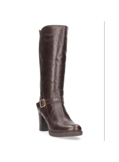 bota de cuero marrón para mujer con piezas interiores preformadas y estabilidad