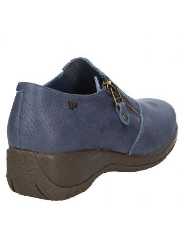 Zapato de cuero azul para mujer, estilo urbano, con banda elástica y detalle lateral funcional.