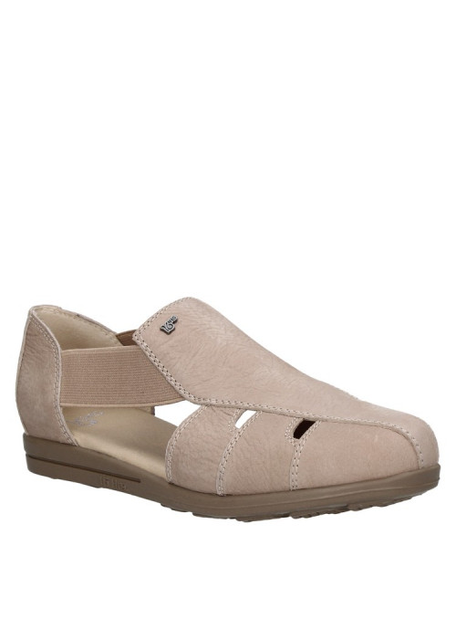 Sandalia de cuero para mujer, color taupe, estilo casual y cómodo.