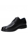 Zapato derby de cuero negro, diseño casual masculino con forro textil.