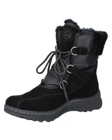 Botín negro de cuero para mujer, diseño casual y moderno con punta redonda.