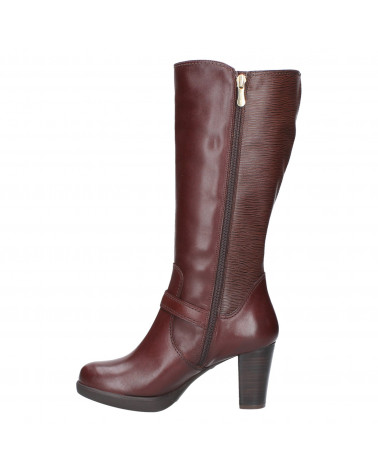 Elegante bota café de cuero para mujer, forro AIRFLOW y soporte FOOT PILLOW.