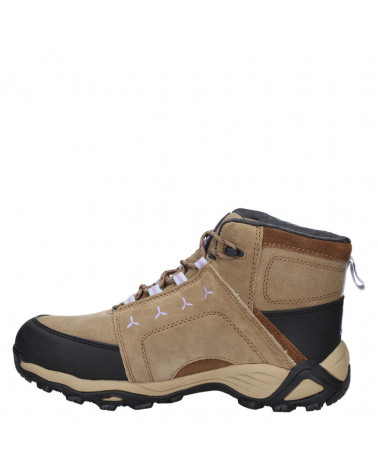 Bota de seguridad camel para mujer, perfecta para caminatas y uso diario, combina estilo práctico y confort.
