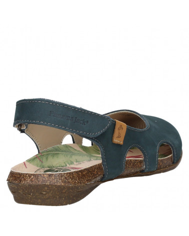 Sandalia azul casual de cuero para mujer, sobria y cómoda, ideal para reuniones informales y ambientes laborales relajados.
