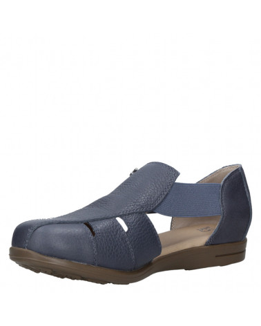 Calzado casual de cuero azul para mujer, ideal para uso diario.