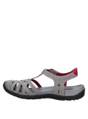 Calzado casual de cuero gris para mujer, con puntera cerrada y cierre de velcro en el talón para ajuste personalizado.