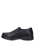 Mocasín de cuero negro para hombre, punta redondeada que ofrece comodidad y estilo atemporal para ocasiones semi-formales.