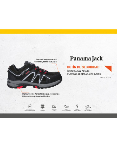 Zapato de seguridad negro para hombre, diseño robusto y deportivo, ideal para actividades al aire libre.