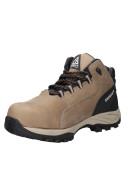 Calzado de seguridad beige para hombre con cordones fuertes y ojales reforzados, ideal para trabajo y actividades outdoor.