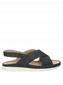 Sandalia negra de mujer Dakota D653, estilo informal con taco plano de 3 cm y punta abierta.